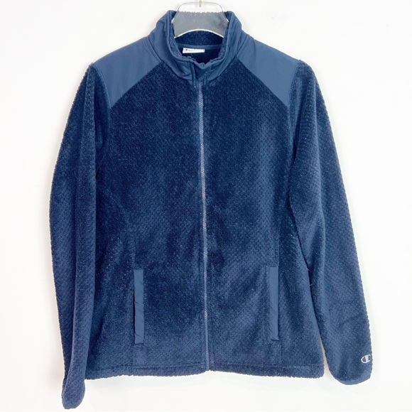 CHAMPION NAVY BLUE FLEECE FULL ZIP JACKET WOMENS MEDIUM - Picture 2 of 5